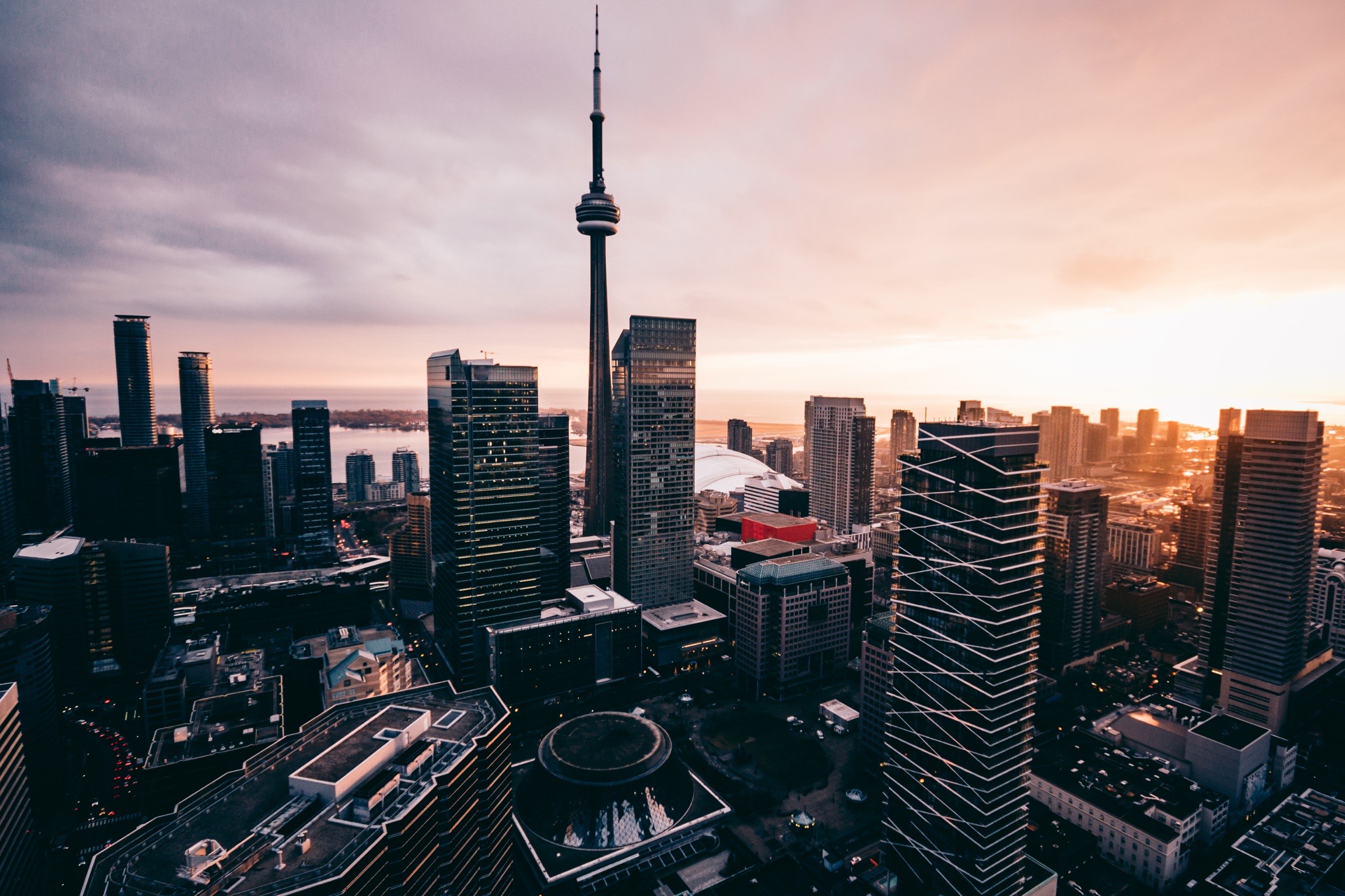 Toronto skyline at night, home of Delfan Immigration Services