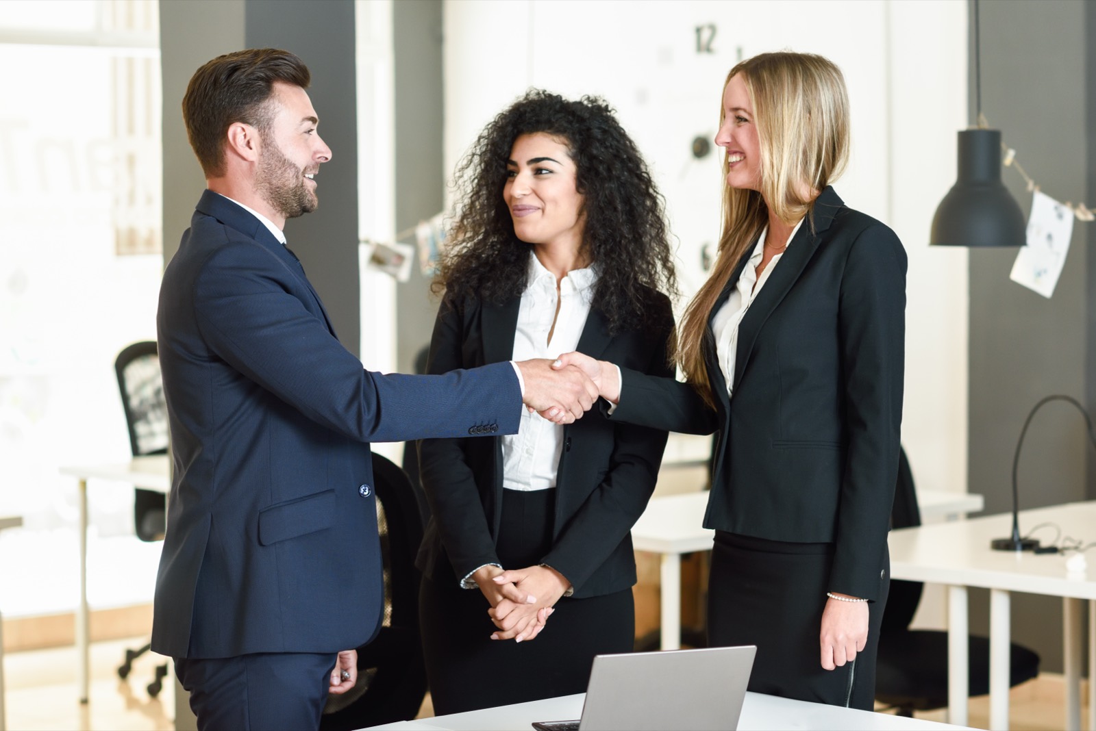 Consultant shaking hands with a client